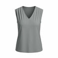 thumbnail image 4 of TaTaai Womens Casual Solid Color V Neck Sleeveless Ruched Tank Top Soft Breathable Polyester Comfortable Fashion Stylish Summer Daily All Occasion Wear Top Gift, 4 of 5