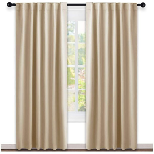 Kwan Blackout Curtains Thermal, Beige Kitchen Curtains