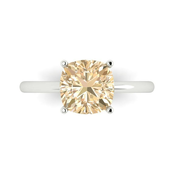 Solitaire Engagement Ring for Women - 2.5ct Natural Morganite in 18K White Gold Promise Ring