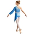 thumbnail image 2 of MSemis Kids Girls Lyrical Modern Dance Outfit Shiny Rhinestones Applique Crop Top with Shorts Light Blue 6, 2 of 5