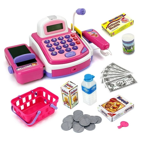 Pretend Play Electronic Cash Register Toy Realistic Actions and