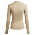 thumbnail image 3 of FashionOutfit Women's Fitted Long Sleeve Stretch Mock Neck Mesh Detail Top, 3 of 4