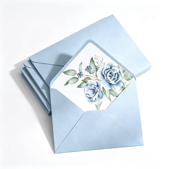50Pcs 5x7 Baby Blue Pattern Envelopes, Perfect for Wedding Invitations, Greeting Cards, Birthday & Baby Shower Invites