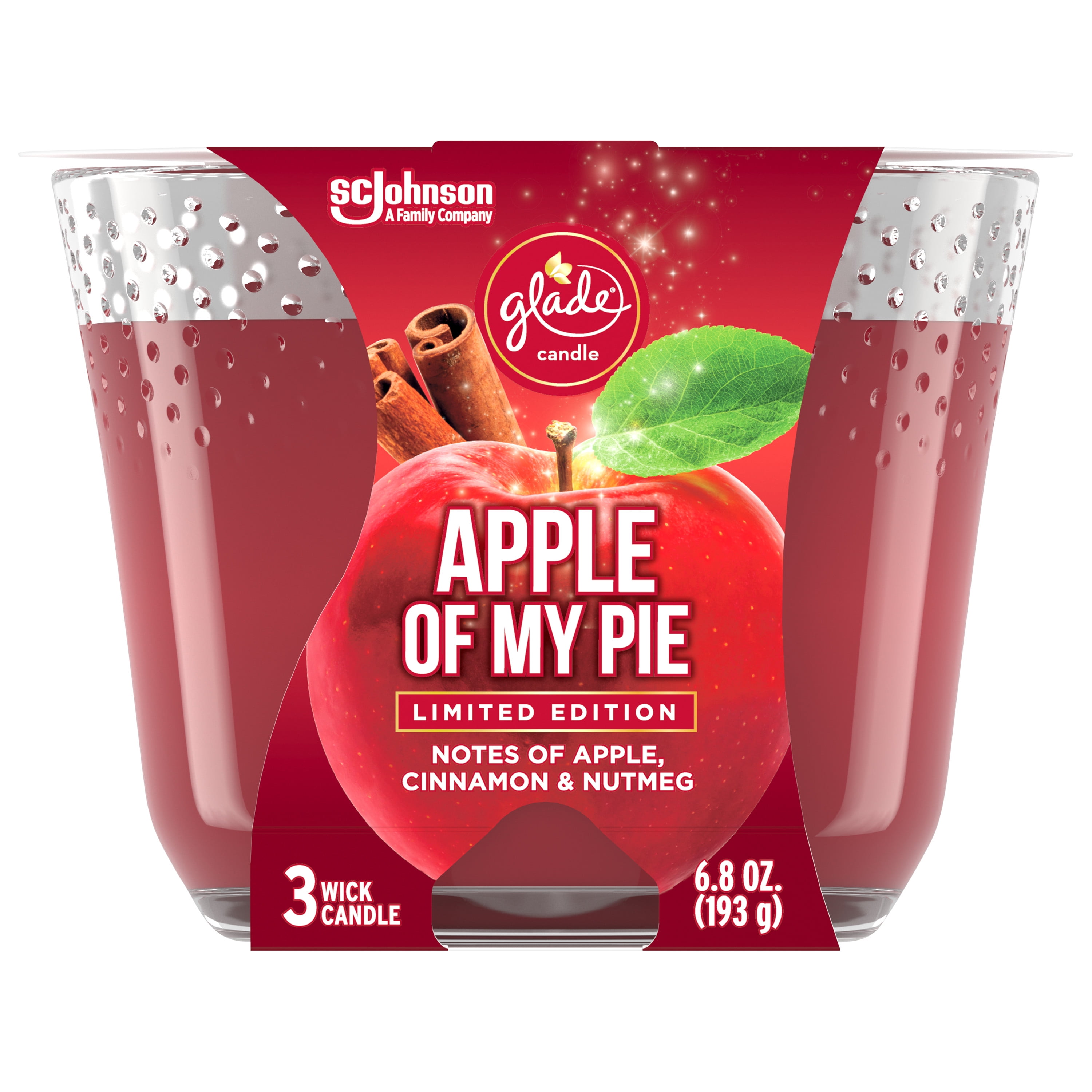 Glade 3 Wick Candle 1 Ct Apple Of My Pie 6 8 Oz Total Air Freshener Wax Infused With Essential Oils Walmart Com Walmart Com