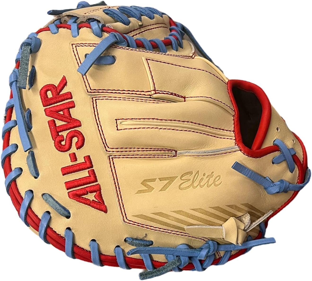 All Star S7 Elite 33A Baseball Catcheratms Glove 2-Piece Closed Tan/Blue 33 Right Hand