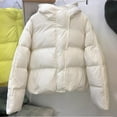 thumbnail image 5 of Lovskoo Womens Winter Coats Hooded Quilted Jacket Cute Short Loose Thick Warm Hooded Coat Long Sleeve Parkas Cotton Padded Outerwear White, 5 of 8