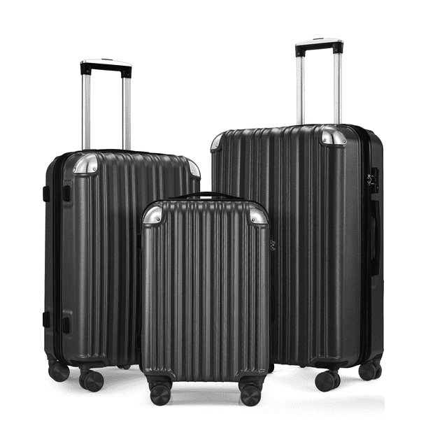 3-Piece Expandable Luggage Sets, ABS Spinner Suitcase Set with TSA Lock ...