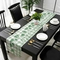 thumbnail image 5 of Green Flower Table Runner Cotton Linen 108 Inch Holiday Dresser Scarves, Elegant Plaid Floral Lattice Botanical Tablerunner for Kitchen Coffee Dining Bedroom Dinner Scarf Décor 13''x108'', 5 of 9