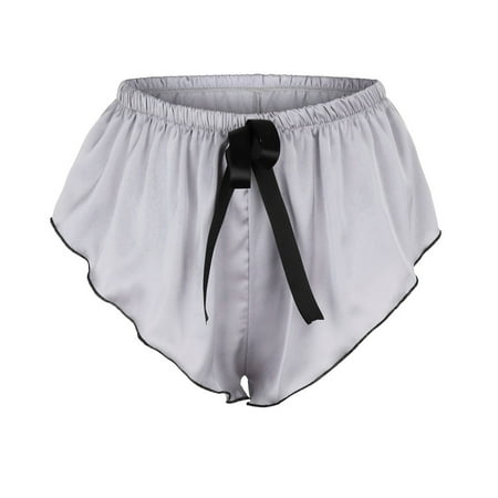 

Qcmgmg Breathable Silk Briefs Panties Women s Low Waisted Sexy Bowknot Stretch Underwear