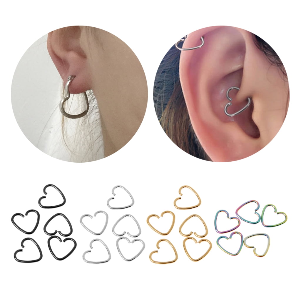 HeroNeo Heart Shaped Fake Tragus Piercing Hoop Helix Cartilage Tragus Daith Stud Earring Walmart