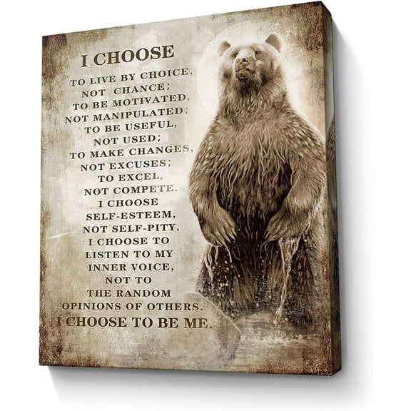 Aaheei Motivational Bear Canvas Wall Art Christian Bear Inspiring Picture Wall Decor Inspirational Quotes Painting Modern Artwork for Bedroom Bathroom Office Home Decor