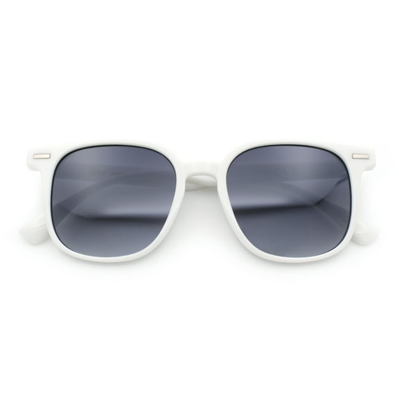 Womens Breezy Cheerful Thin Plastic Horn Rim Rectangle Sunglasses White - Smoke