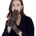 thumbnail image 1 of Women Leather Gloves Driving Ladies TouchScreen Gloves Ruched, 1 of 6