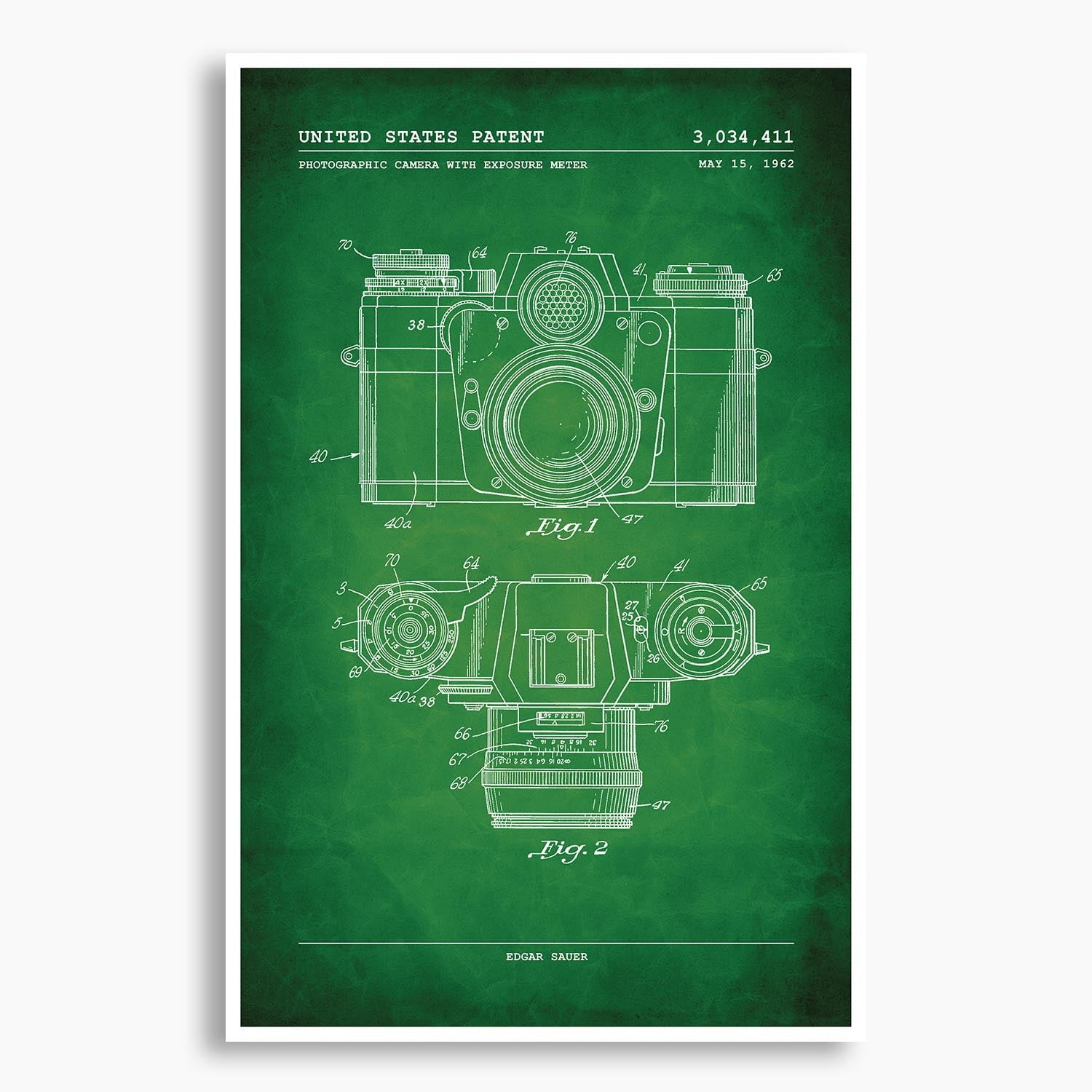 Camera with Exposure Meter Patent Poster; Unframed by SnooozeWorks