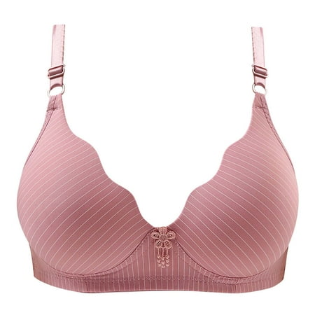 

Hfyihgf Women s Sexy Comfortable Breathable Bras Striped Print Wirefree Unpadded Everyday Bra Push Up Shaping Full-Coverage Bra Pink L