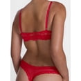 thumbnail image 3 of Joyspun Women's Sheer Lace Thong Panties, 3-Pair Set, Terracotta/Red/Black, Size L, 3 of 7