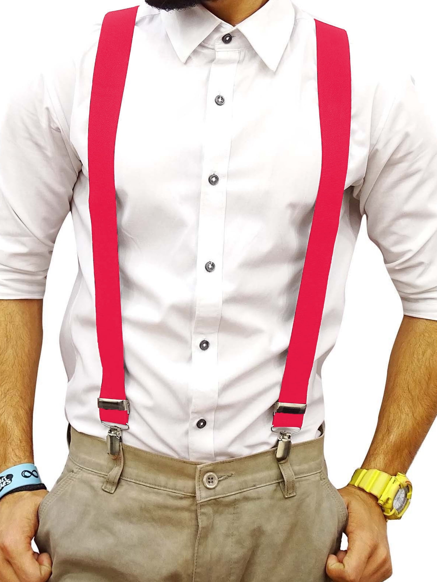 25mm Mens Braces Button Hole Adult Adjustable Elastic Trouser Y Shape Suspenders 