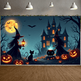 thumbnail image 4 of Spooky Design Halloween Banner Witch Theme Pumpkin Decorations Polyester Material Celebration Backdrop for Holiday Party Indoor Decoration Photo Shoot, 4 of 9