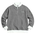 thumbnail image 4 of Men's Waffle Long Sleeve Quarter Zip Color Block Collar Sweatshirt Color Grey Size XXL, 4 of 4