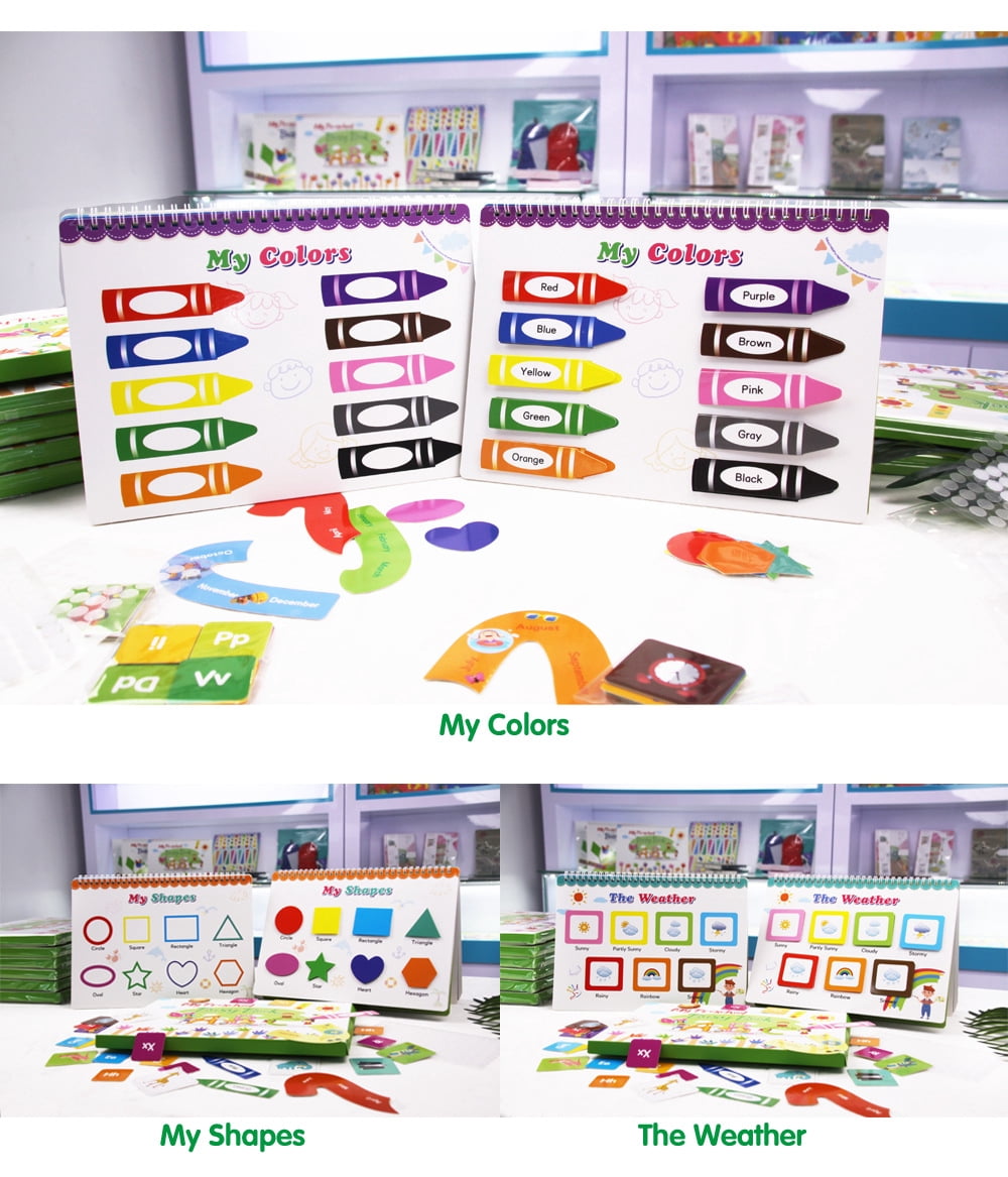 Preschool Busy Book for Toddler, Kindergarten Workbook Education Toy Reusable Waterproof Quiet Book Activity Board Learning Gift for Kids Boys Girls, Christmas, Birthdays, Children's Day