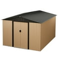 thumbnail image 2 of DSstyles Metal Garden Shed, 10FT x 8FT Outdoor Storage Shed, Outdoor Metal Utility Tool Storage Shed with Door Lock, Waterproof Roofs, for Backyard Garden Patio Lawn, Brown, 2 of 7