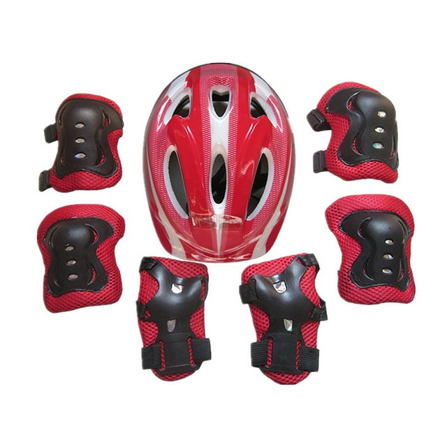 Boy Girls 7PCS Skating Bike Protective Gear Safety Helmet Knee Elbow Pad Set