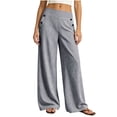 thumbnail image 4 of KIHOUT Womens Striped Waist Wide Leg Pants High Rise Elastic Back Casual Loose Fit Straight Leg Trousers with Pockets Daily Wear, 4 of 7
