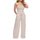 thumbnail image 1 of Mono liso con volantes de encaje para mujer: sin mangas, diseño con cordones, pantalones rectos de longitud media para salidas elegantes, 1 of 5