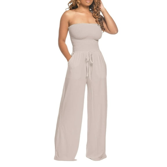 Women Solid Ruffle Lace Sleeveless Lace Up Jumpsuit - Medium Length, Straight Trousers