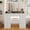 White+Bulbs+GlassTabletop, variant on OxyLife Vanity Desk with Mirror and Lights, 9 Piece, LED Light and Storage Table Set, White/Grey
