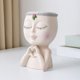 thumbnail image 4 of Macetero para la cara, macetas para la cara, macetero suculento, niña, ojos cerrados con agujero de drenaje, cara, escultura nórdica, color blanco, 4 of 5
