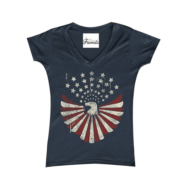 Moms Favorite Womens American Flag 4th Of July V Neck T Shirt