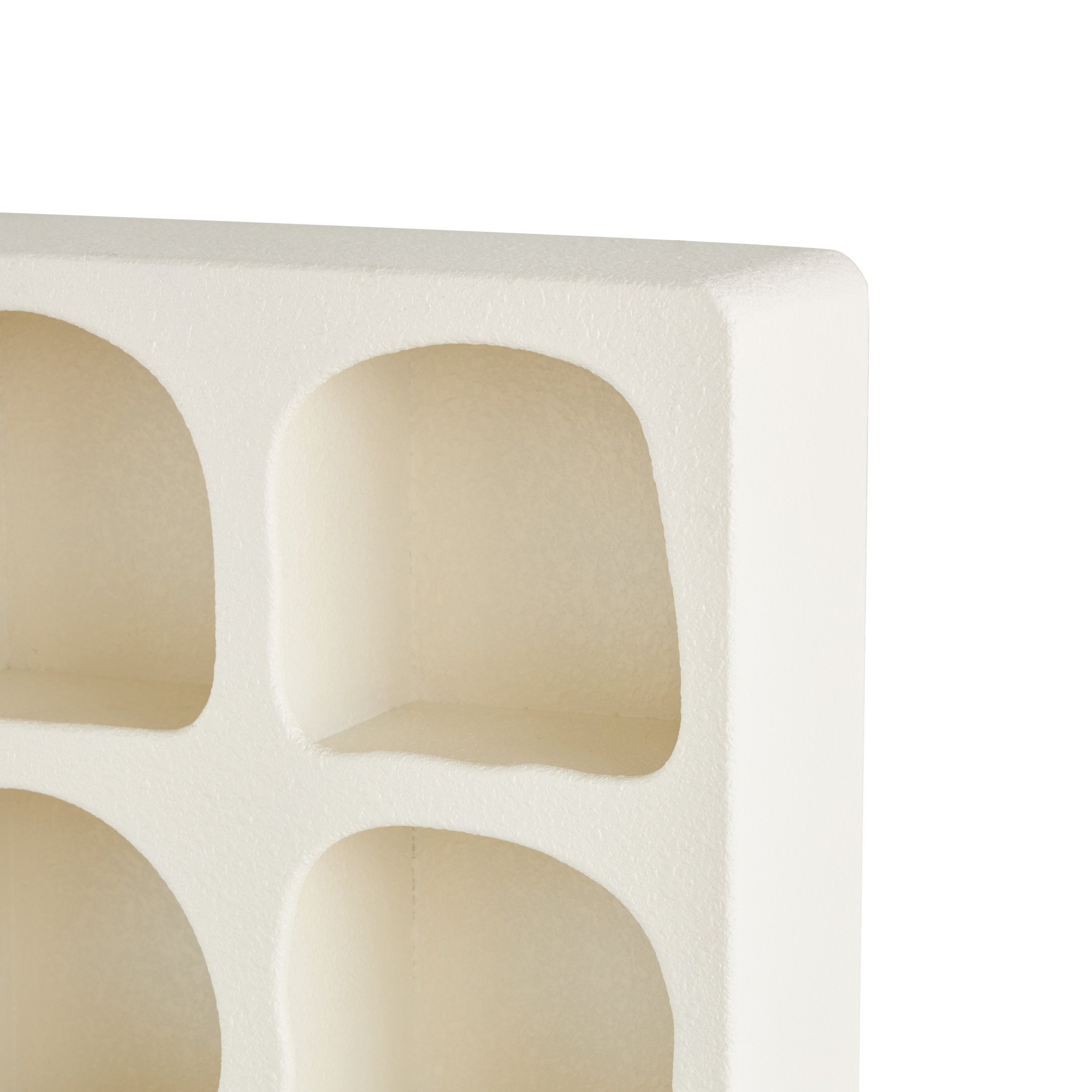 DecMode 19" x 5" 9-Tier Cream Geometric Wall Shelf with Abstract Block Shapes