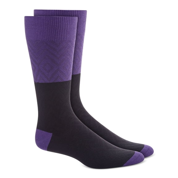 ALFANI Mens Purple Color Block Moisture Wicking Seamless Casual Crew Socks 7-12