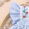 thumbnail image 5 of Baby Rompers Girls Gingham Floral Embroidery Ruffle Sleeve Romper Bodysuit with Headband Summer Casual Girls Romper Size 9-12M, 5 of 8