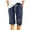 Navy, variant on DeHolifer Shorts for Women Cotton Linen Elastic Waist Dandelion Print Drawstring Loose Casual Shorts Light Blue 2XL