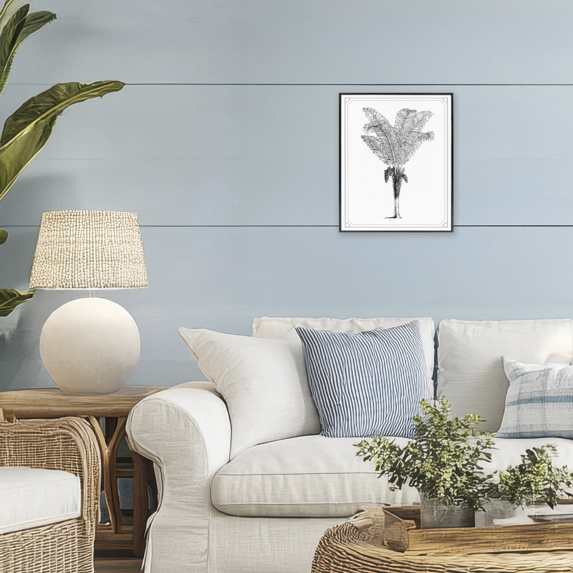 Vintage & Minimal Palm Black Framed Giclee Art, design by Lettered and Lined