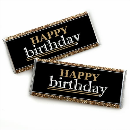 - Adult Happy Birthday - Gold - Candy Bar Wrappers Birthday Party Favors - Set of 24
