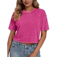 thumbnail image 2 of Sundazz Cropped T shirts for Women Oversized Vintage Cotton Tee Short Sleeve Summer Tops Casual Shirts, 2 of 8