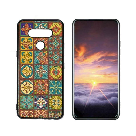 Mexican-Tile-Bohemian-2 Phone Case, Degined for LG Q51 Case Men Women, Flexible Silicone Shockproof Case for LG Q51