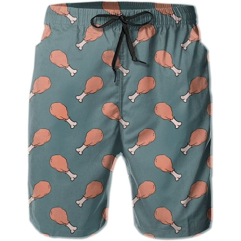 Men's Fried Chicken Legs Swim Trunks Quick Dry Swim Shorts Fashion Beach  Board Shorts Swimwear S-3XL 