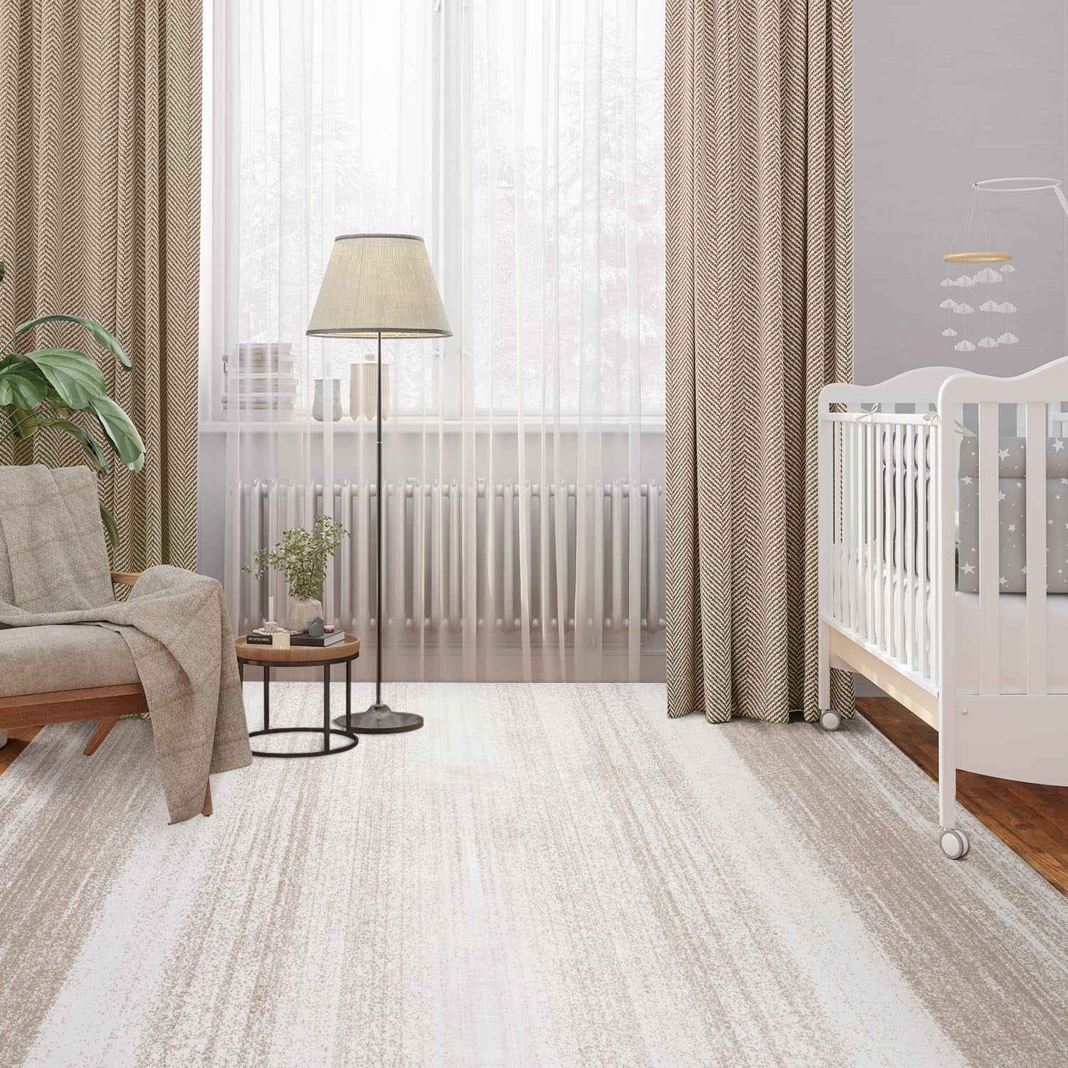 VUNATE 5'x7' Area Rugs for Living Room Washable Rugs Modern Abstract Area Rug Soft Contemporary Neutral Carpet Indoor Rug for Bedroom Dining Room Office Foldable Nonslip Rug Brown Khaki Cream