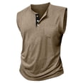 thumbnail image 5 of LTTVQM Sleeveless Muscle T Shirts for Men 2026 Summer Casual V Neck Button Up Henley Tank Tops with Pocket for Workout Athletic Khaki L, 5 of 7