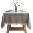 thumbnail image 2 of Mantel con borlas Mantel a cuadros de algodón y lino Mantel para mesa de café Mantel cuadrado Lavable para mesa de cocina para mesa de comedor Namotu MZQ-0526-2, 2 of 7