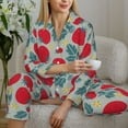 thumbnail image 6 of Honeii Tomato print Women's Pajama Sets Long Sleeve Button Down Sleepwear Nightwear Soft Pjs Lounge Sets-Small, 6 of 7