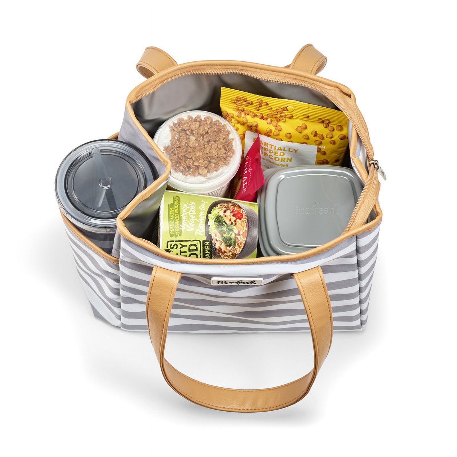 Westerly Lunch Bag Kit with 2 containers and Matching Tumbler - Gray Medium Stripe