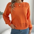 thumbnail image 7 of Lenpel Cropped Sweaters for Women Lantern Long Sleeve Mock Neck Hollow out Crochet Knit Tops Casual Pullover Sweaters(Orange,X-Large), 7 of 7