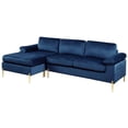 thumbnail image 3 of Maklaine Modern Velvet Sectional Sofa with Gold Legs in Blue, 3 of 11