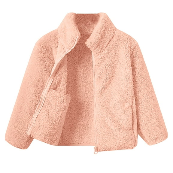Ruyang Girls Sherpa Fleece Jacket Kids Mock Neck Zip Up Fuzzy Coat Fall Winter Warm Soft Cozy Long Sleeve Furry Outwear