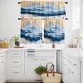 thumbnail image 3 of Abstract Waves Art Kitchen Curtains Valances and Tiers Set of 3 Gradient Blue White Sea Art Tier Curtains and Valance with Rod Pocket for Small Windows, 27.5"x24", 3 of 9